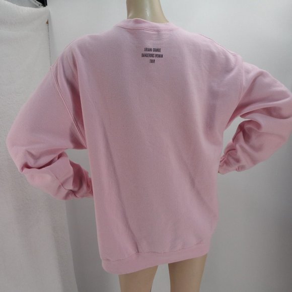 "ARIANA GRANDE" PINK DANGEROUS WOMAN TOUR 2017 GRAPHIC CREW SWEATSHIRT SIZE: L - Picture 5 of 6